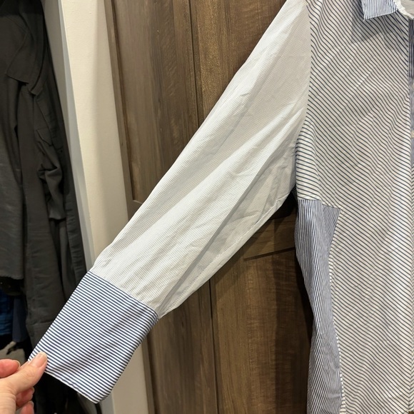 Chico’s Size 3P (XL Petite) Striped Seamed Button Down Tunic Pockets - Picture 7 of 11